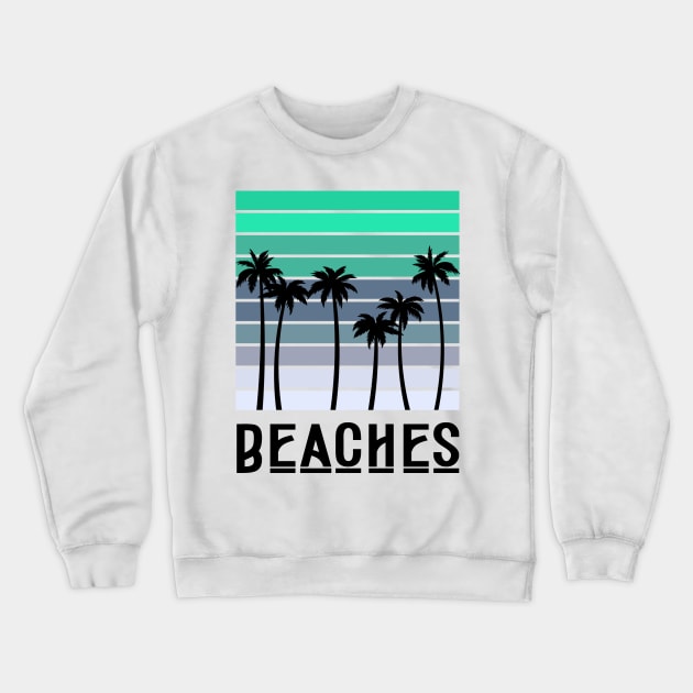 minimalistic blue summer palm tree beach Crewneck Sweatshirt by grafitytees